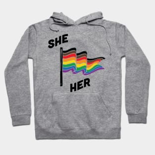 She/Her Pronouns Retro Banner Hoodie